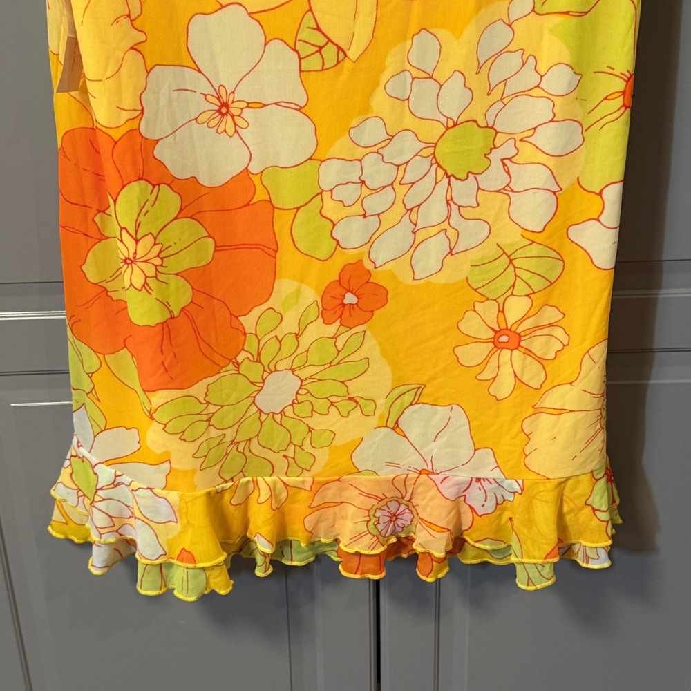 ModCloth Retro That Tropical 'Frilling' Mesh Mini Dress, Yellow Orange, L(NWT) - Picture 10 of 16